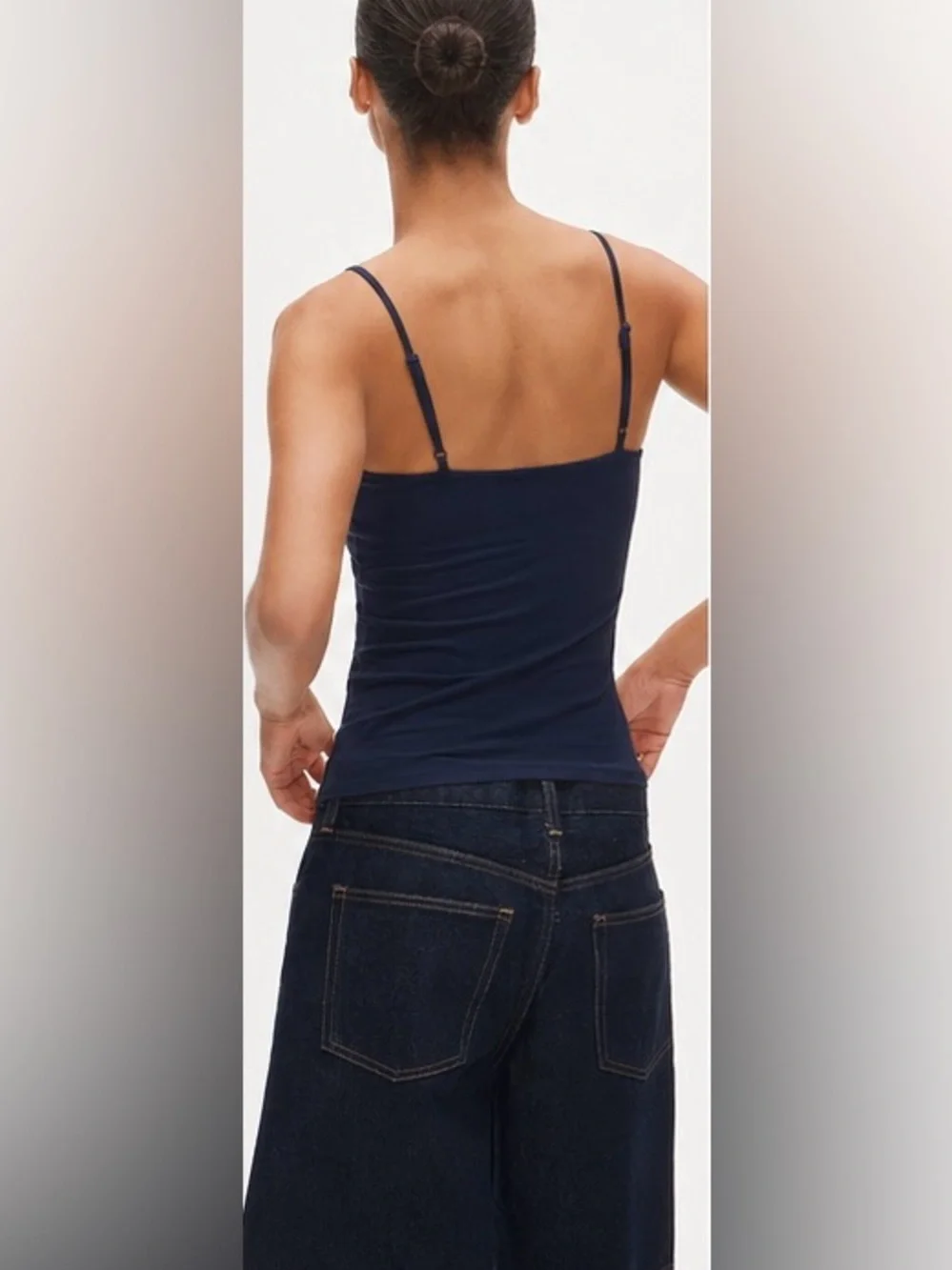 J.Crew Stretch cotton shelf-bra tank top in navy
